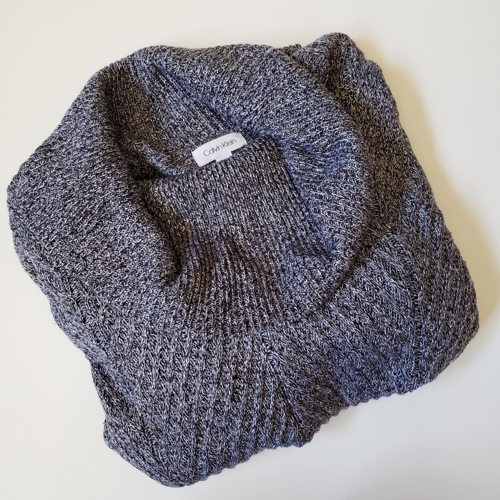 CALVIN KLEIN WOMEN'S GRAY BLACK COWL NECK SWEATER